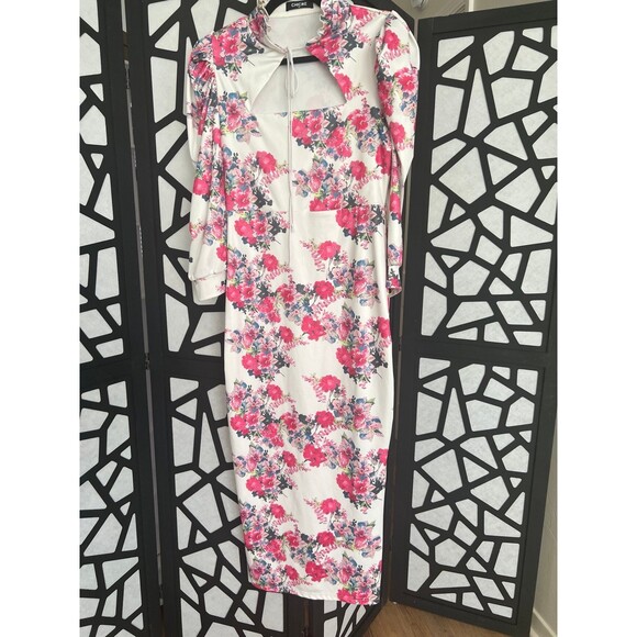 Beautiful flattering long demure floral dress. Perfect for wedding guests - Picture 1 of 8